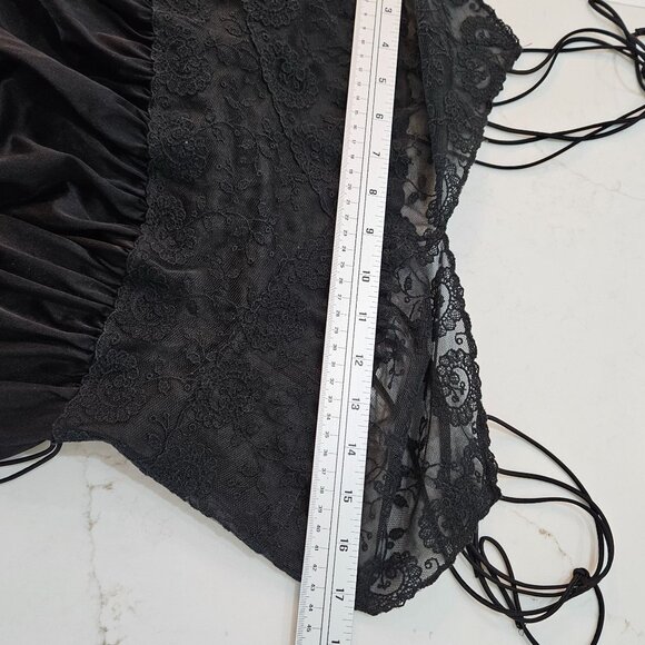 Vintage 60's Carters Du Pont Nylon Black Lace Maxi Slip Dress Size 34 Coquette - Picture 11 of 13